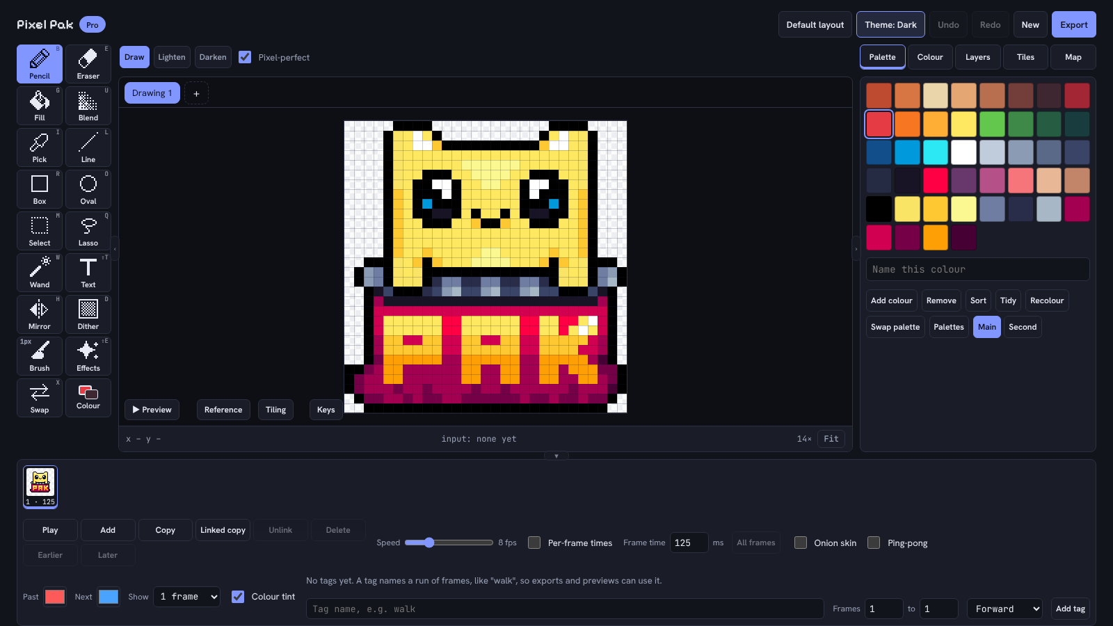Pixel Pak in dark theme
