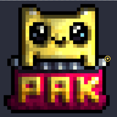 The Pixel Pak logo lit by a moving light, using a normal map made in Pixel Pak